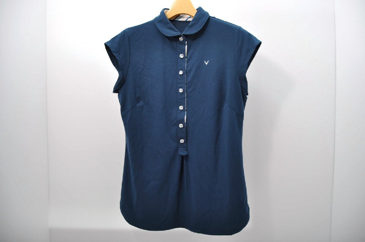 coco 中古 キャロウェイ Callaway レディース 半袖ポロシャツ L 紺 ネイビー シンプル レターパックプラス発送可 79780拍卖