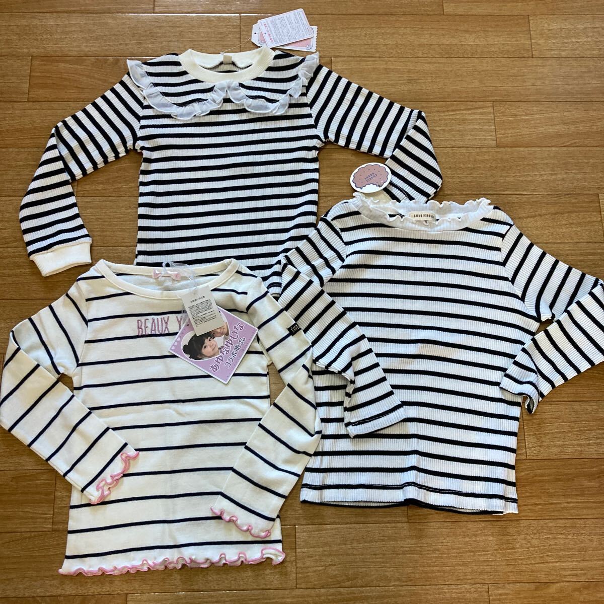 110サイズ☆長袖☆ロンT☆三枚セット☆未使用☆タグ付き☆女の子☆AA拍卖