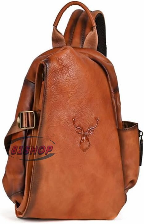 「81SHOP」 アンティーク風合い鞣し天 然牛 革 斜めがけ ボディバッグ ワンショルダー メンズ バッグ左右付け替え可能 本革 厚手 レザー120拍卖