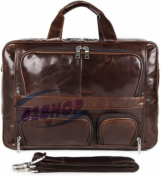 「81SHOP」 牛革 クロコダイル型押し ビジネス バッグメンズ 2wayショルダー 手提げバッグ ブリーフケース 17インチPC対応 3室仕切2本入ペ拍卖