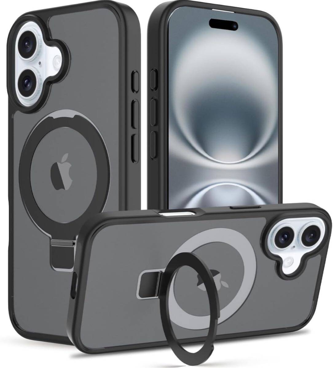 iPhone 16 Plus(6.7インチ)ケース MagSafe対応 スタンド機能 120°開閉可能 指紋防止 耐衝撃 一体型 車載ホルダー対応 ワイヤレス充電拍卖