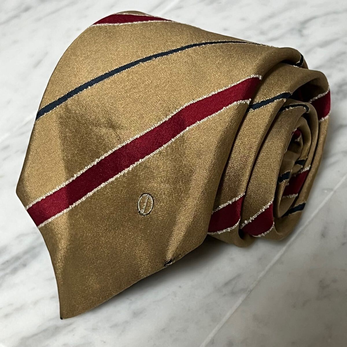 999円~ dunhill ネクタイ ストライプ ブラウン レッド ネイビー ワンポイントロゴ (GREEN B2)拍卖