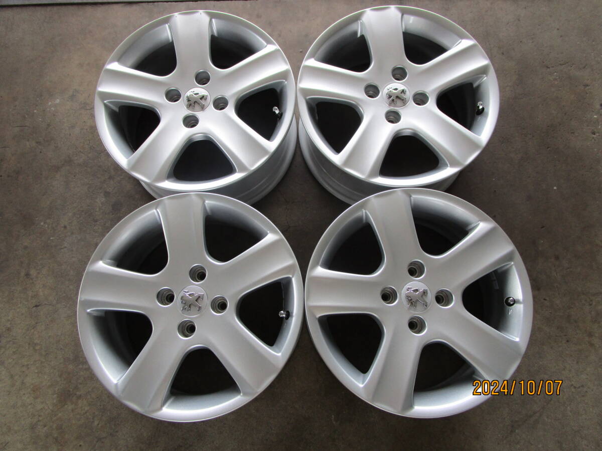 プジョー307使用、6.5J/4穴/108/+31、ボルト16個(内キーボルト4個).ボルトメッキカバー16個付き4本格安拍卖