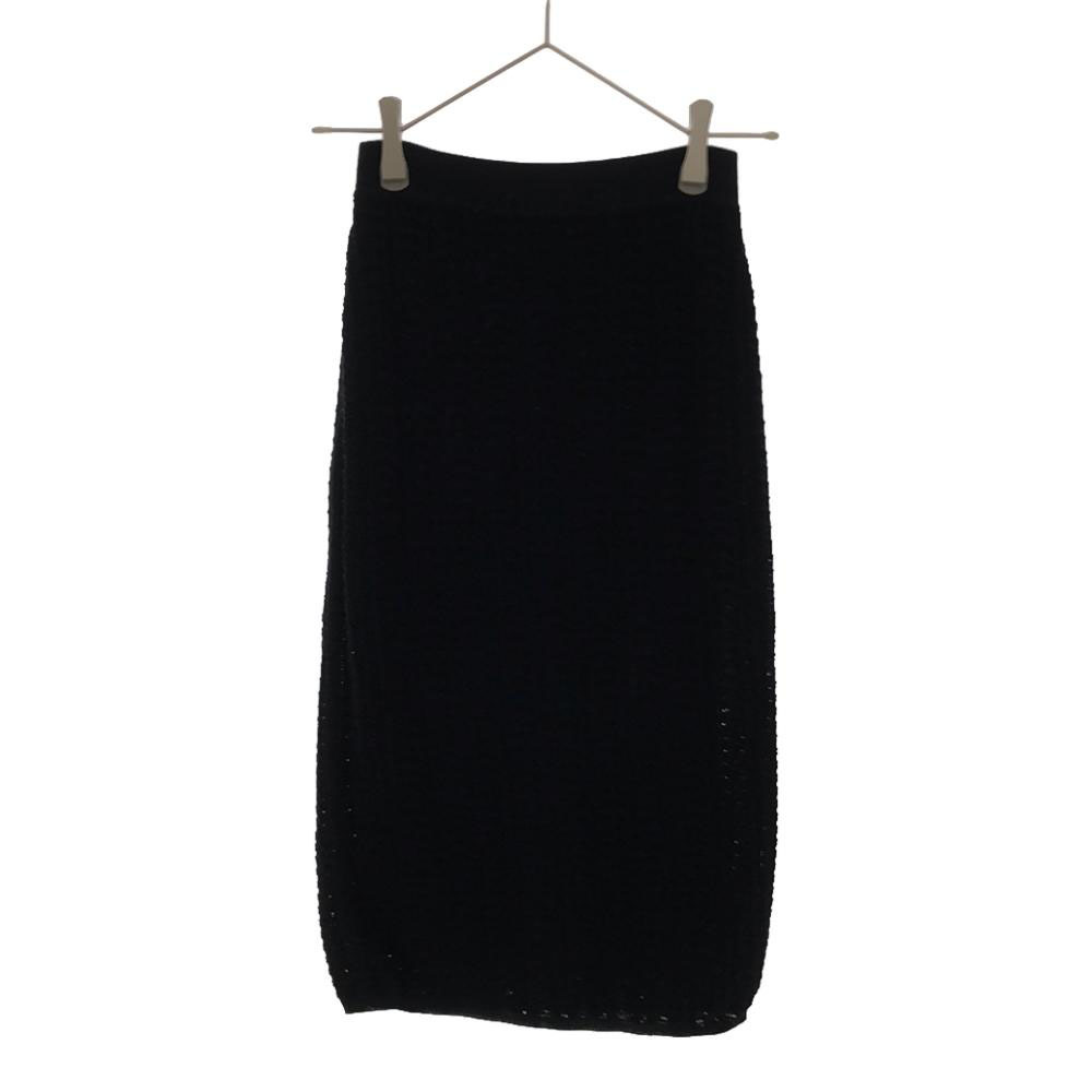 セオリー ミモレ丈 クロシェット スカート S ブラック theory ウエストゴム 裏地付き レディース拍卖