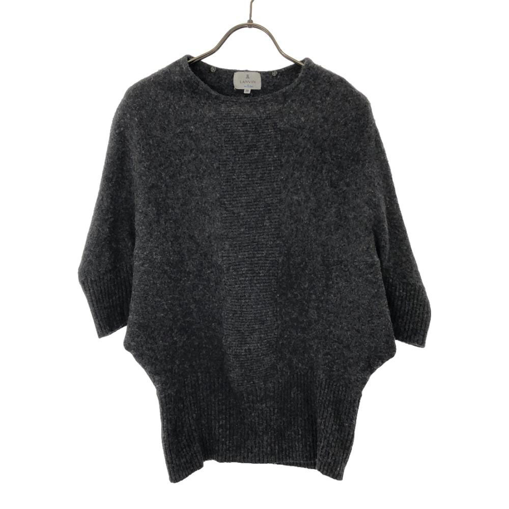 ランバンオンブルー ウールブレンド 半袖 ドルマンスリーブ ニット 38 グレー LANVIN en Bleu セーター レディース拍卖