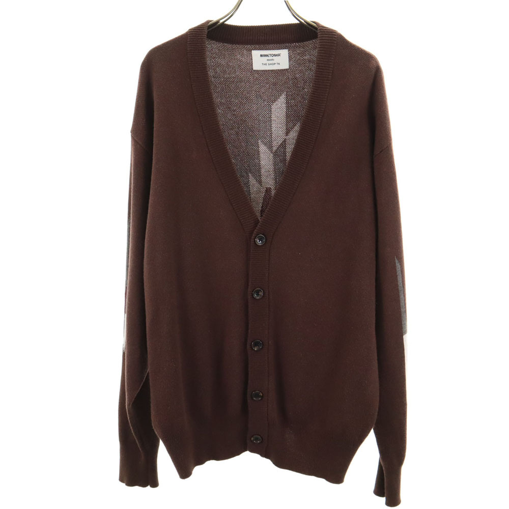 ミネトンカ ザショップティーケー 長袖 コットン ニットカーディガン M ブラウン系 Minnetonka THE SHOP TK メンズ拍卖