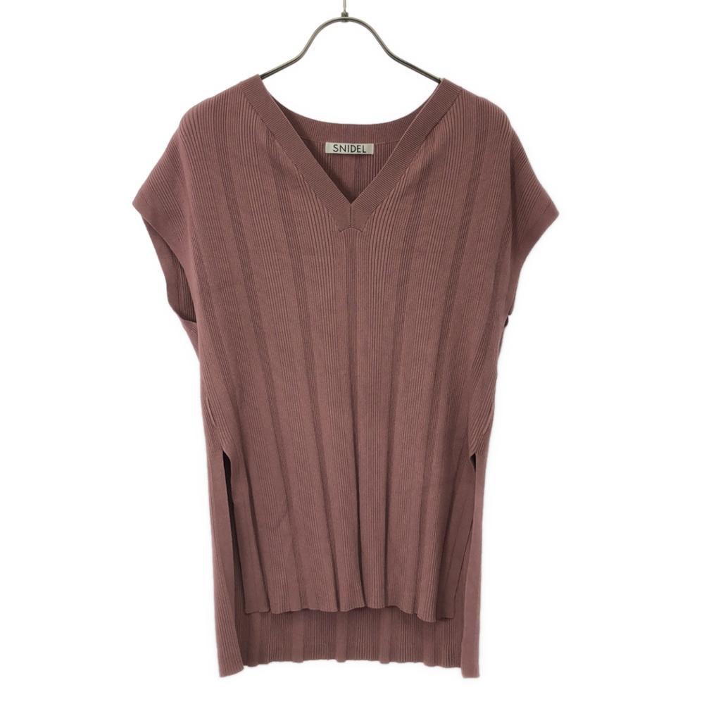 スナイデル SWNO202004 リブ ノースリーブ Vネック セーター F ピンク系 SNIDEL ニット レディース拍卖