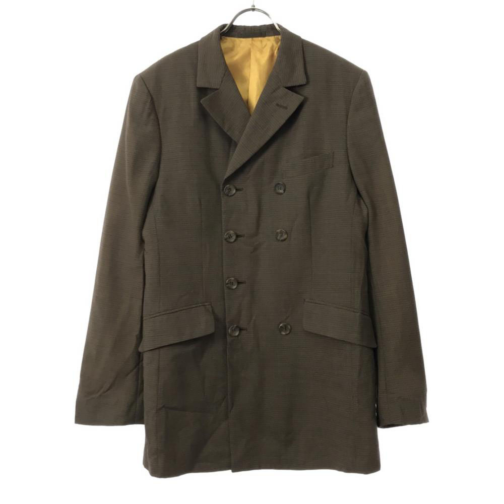 ピーピーエフエム ウールブレンド チェック柄 ダブルボタン テーラードジャケット L ブラウン PPFM メンズ拍卖