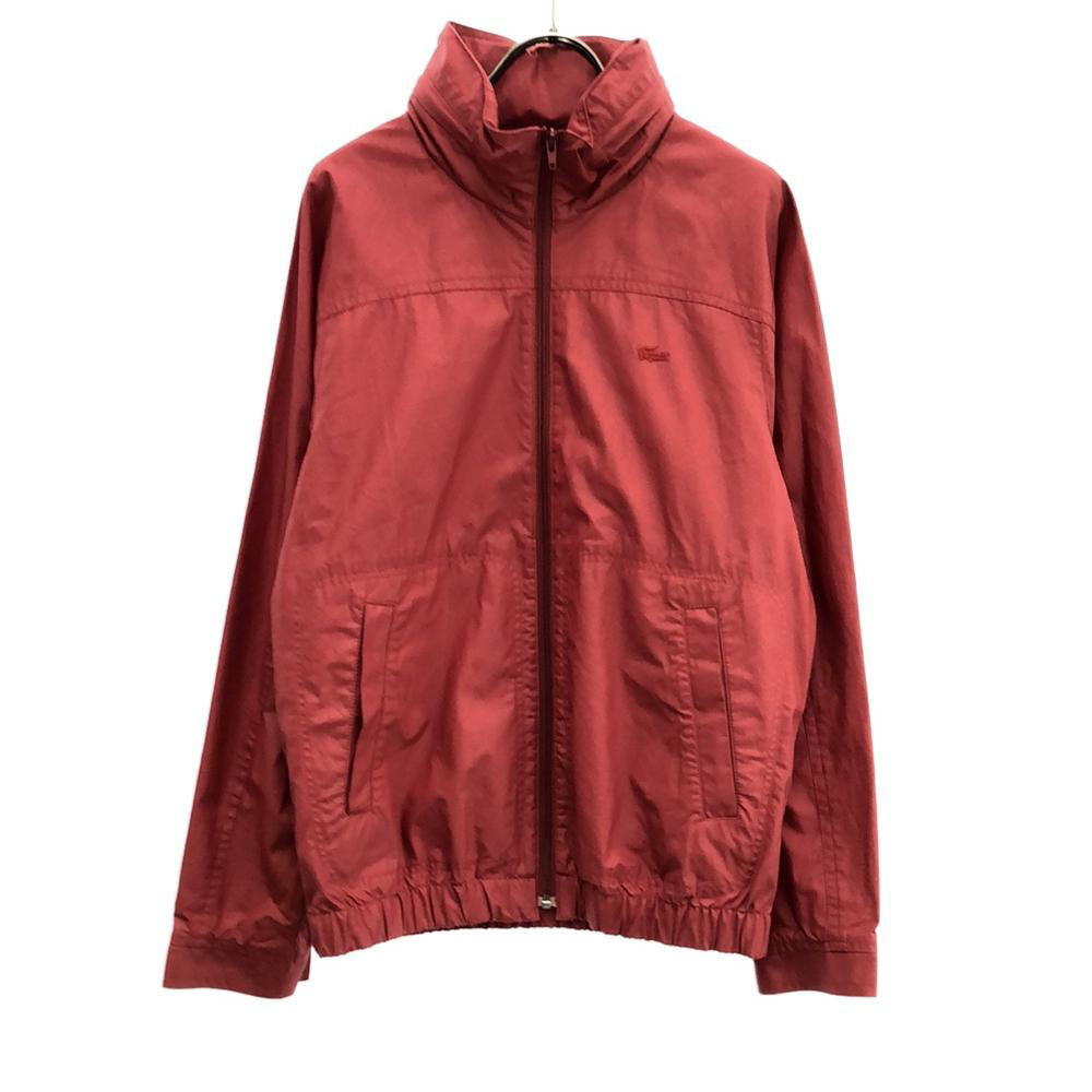 ラコステ ロゴ刺繍 長袖 ジップジャケット Mar-48 レッド LACOSTE ポリウレタンコーティング フード収納 メンズ拍卖