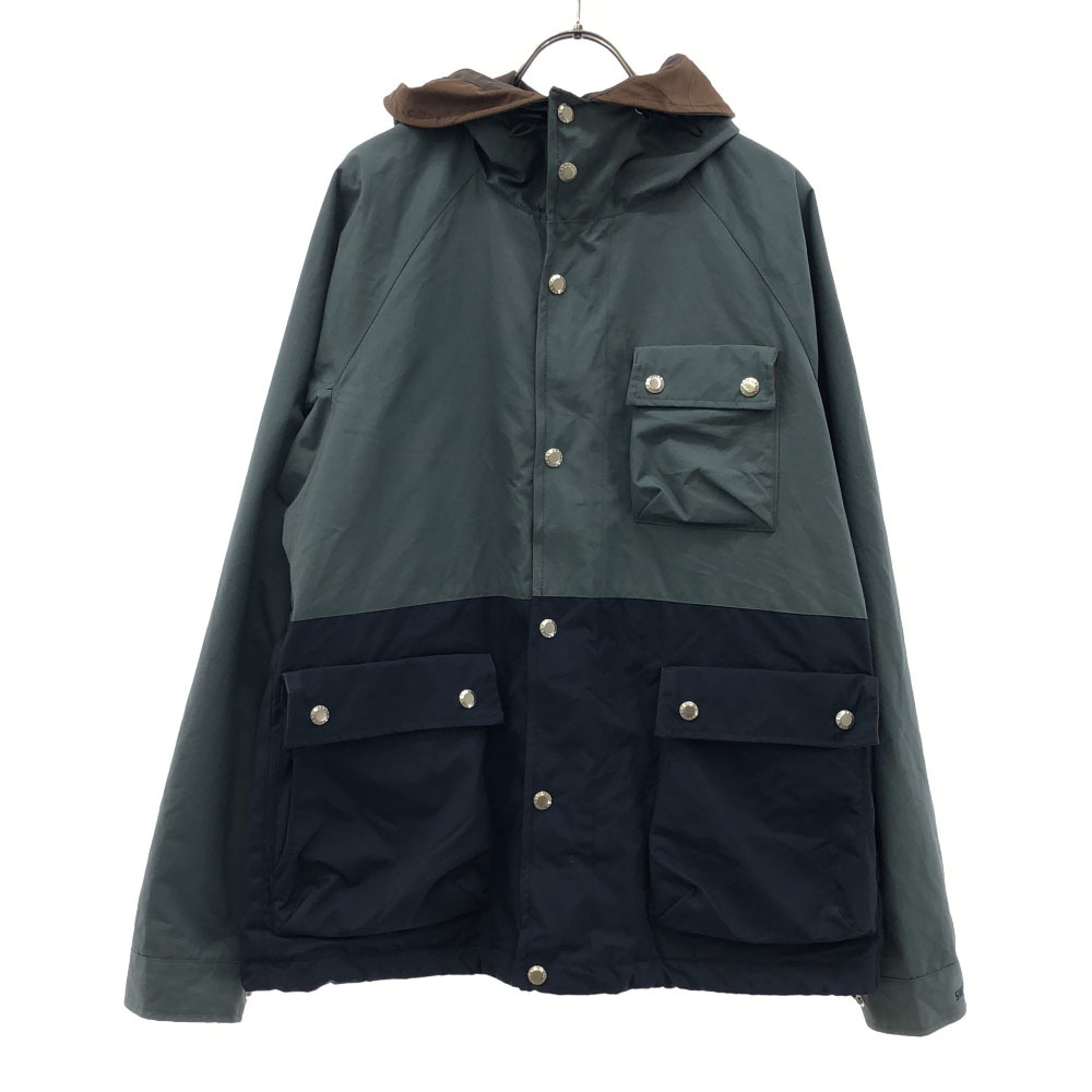 デリシャス 日本製 ロゴ刺繍 トレース マウンテンパーカー 5 グリーン×ネイビー DELICIOUS 裏フリース バックポケット メンズ拍卖