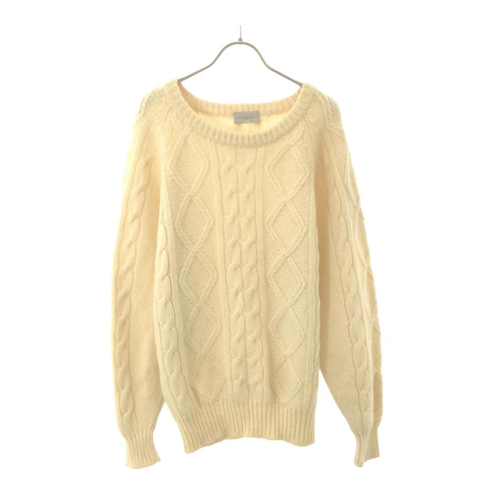 マハリカオム ウール ケーブル編 長袖 クルーネック ニット FREE アイボリー MAHARIKA HOMME セーター メンズ拍卖