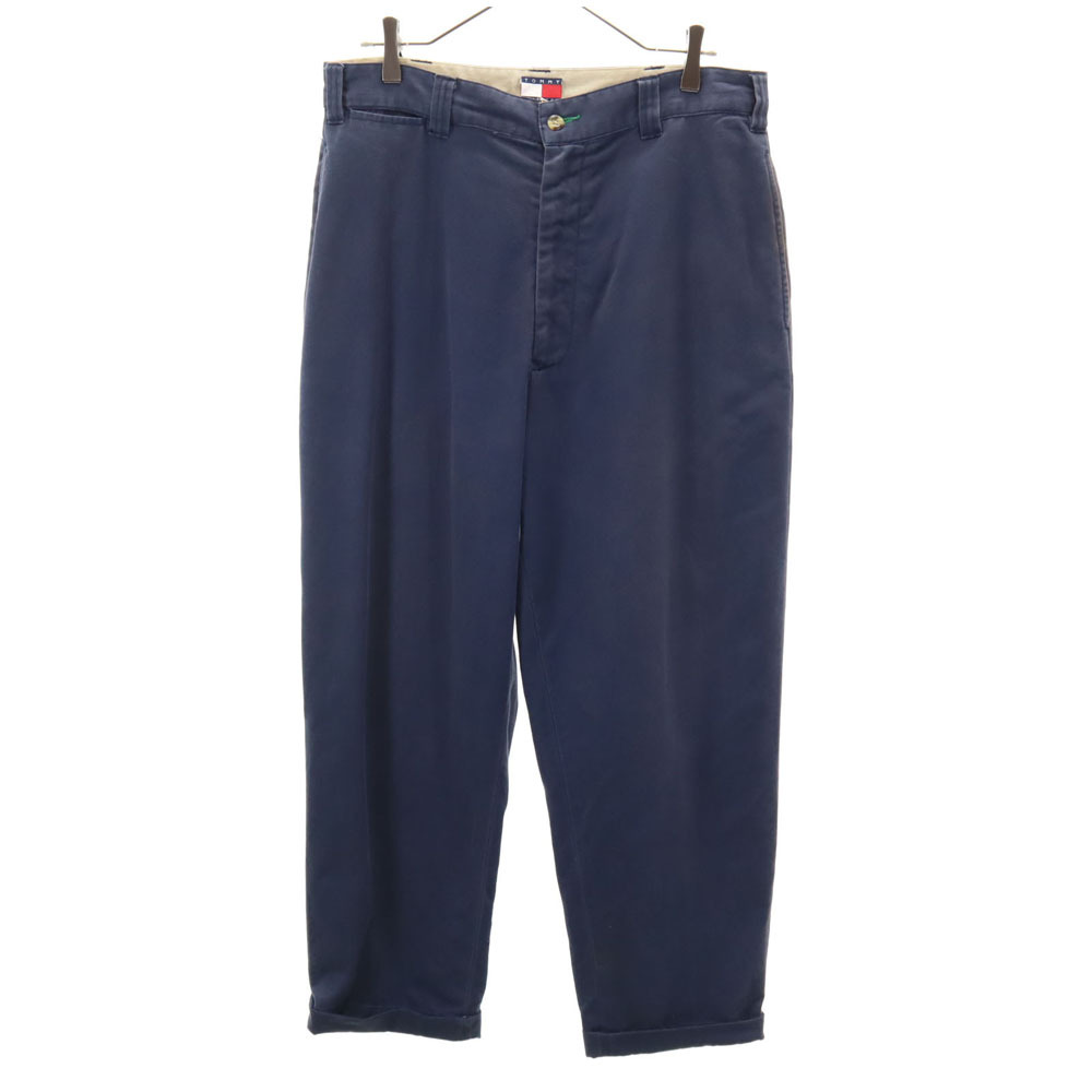 トミーヒルフィガー 90s フラッグタグ オールド チノパンツ W33 ネイビー TOMMY HILFIGER メンズ拍卖
