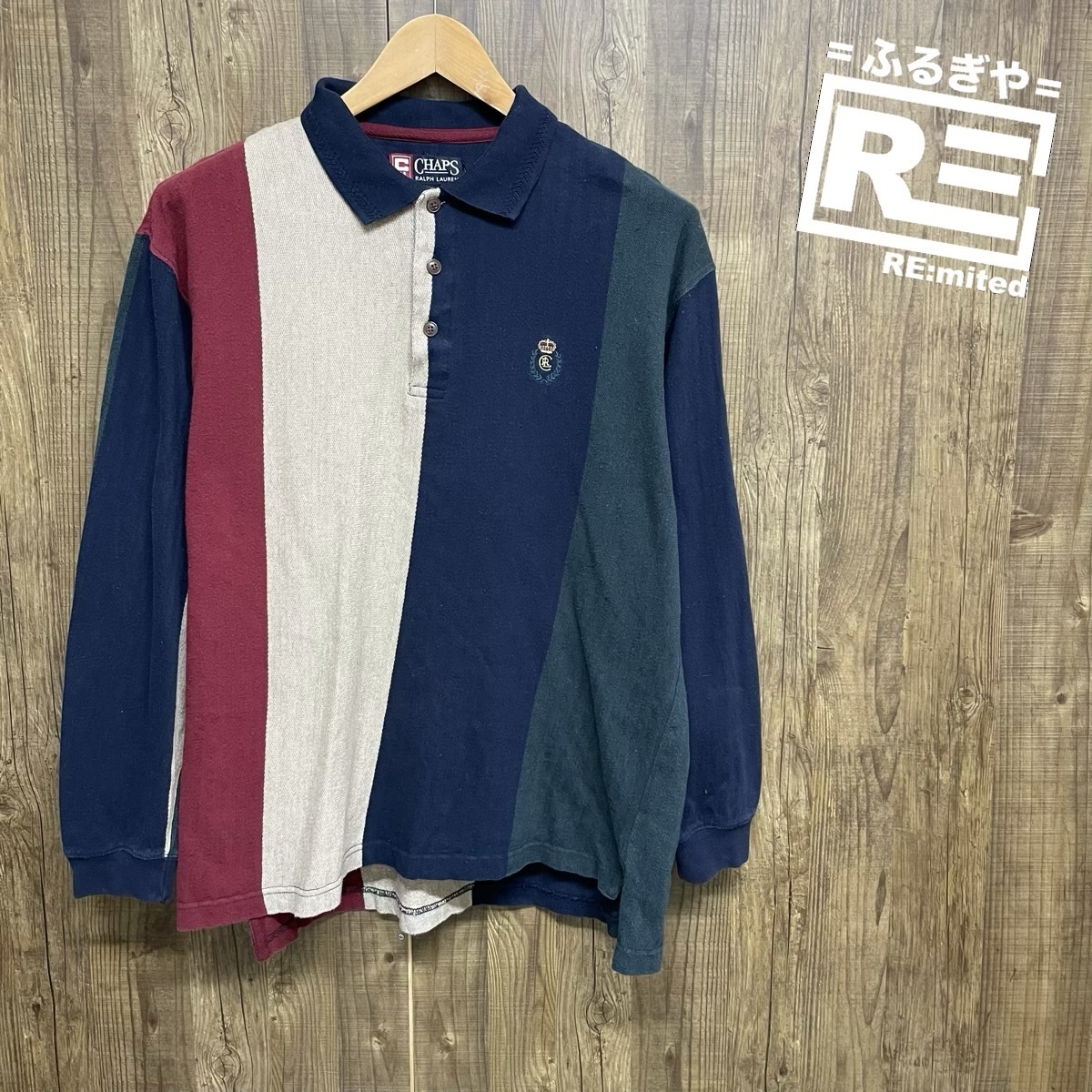 古着 L CHAPS チャップス 長袖ポロシャツ 2572拍卖