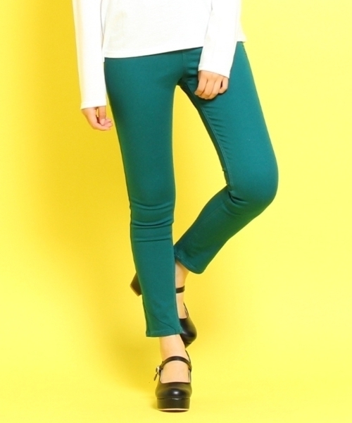 新品 PINK-latte スキニーパンツ イエローグリーン XS(150㎝) 定価3190円拍卖