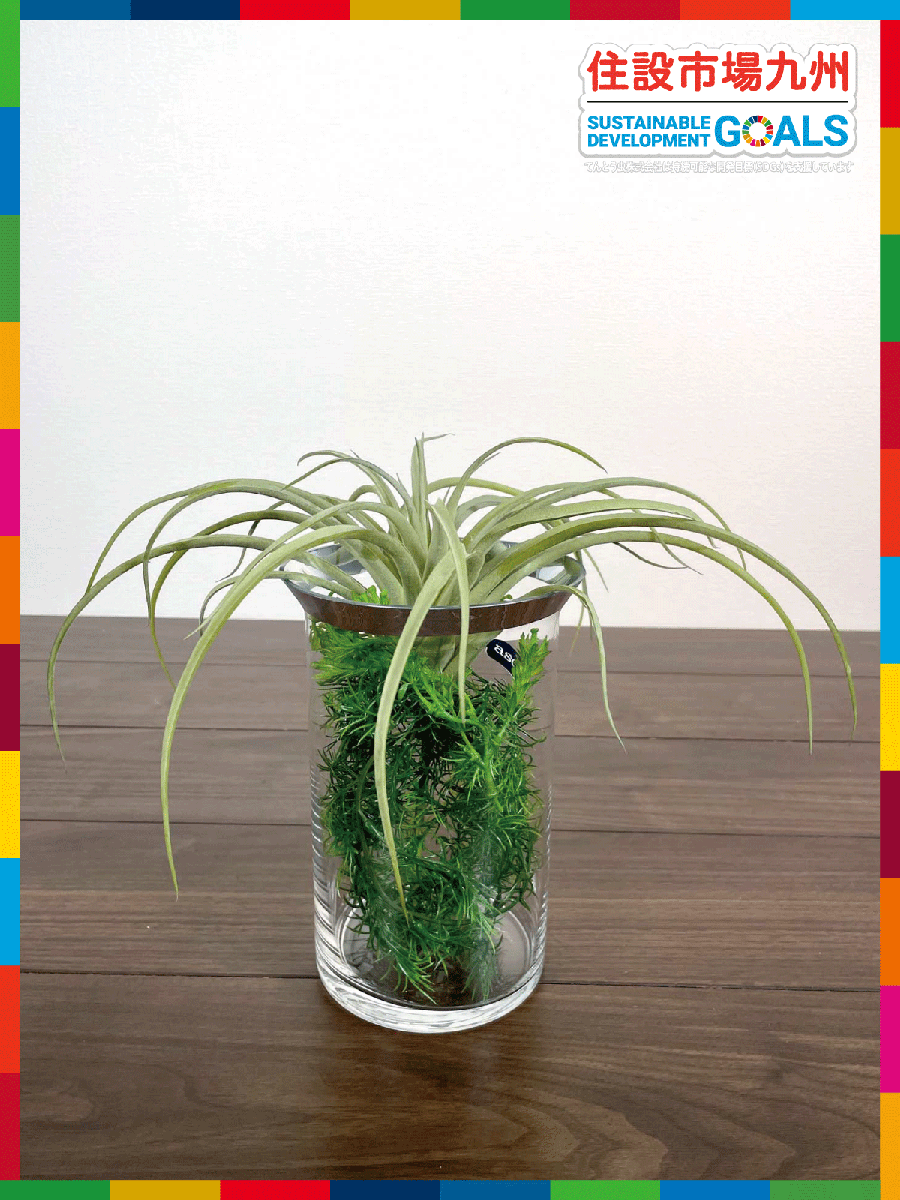 【福岡】インテリア雑貨 人工観葉植物 & フラワーベース◆花器◆花瓶W140 H212◆モデルR展示品◆BR6067_Ts拍卖