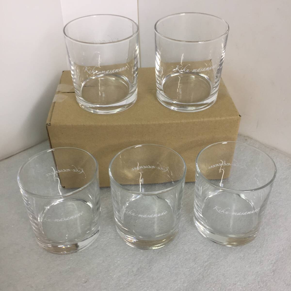 □【保管品】菊正宗 ロックグラス 日本酒 冷酒グラス 酒器 ガラス オリジナルグラス 直径7.5cm 5個セット 【現状渡し】 拍卖