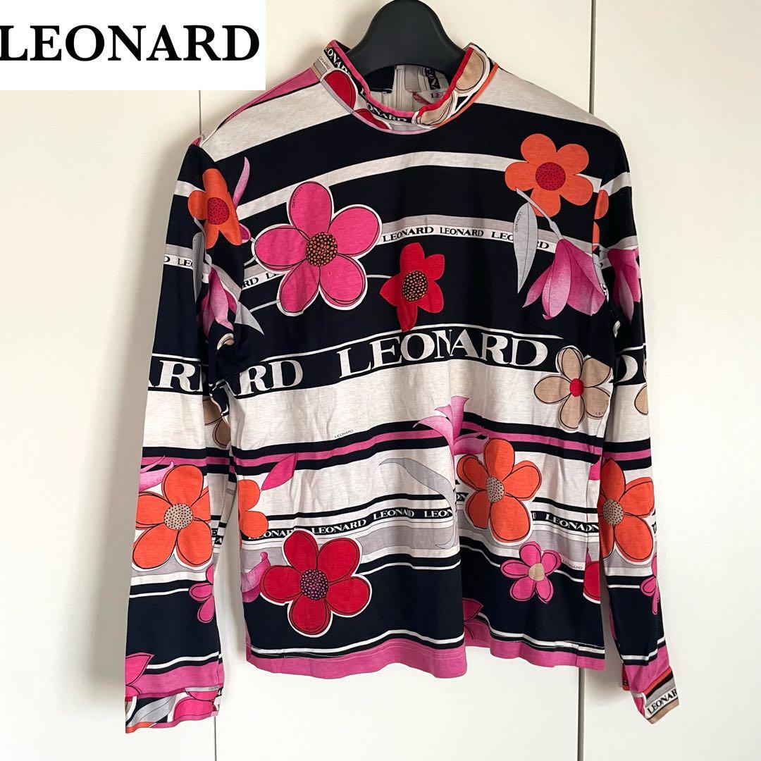 LEONARD レオナール 花柄 ロゴ 長袖 カットソー 大きいサイズ拍卖
