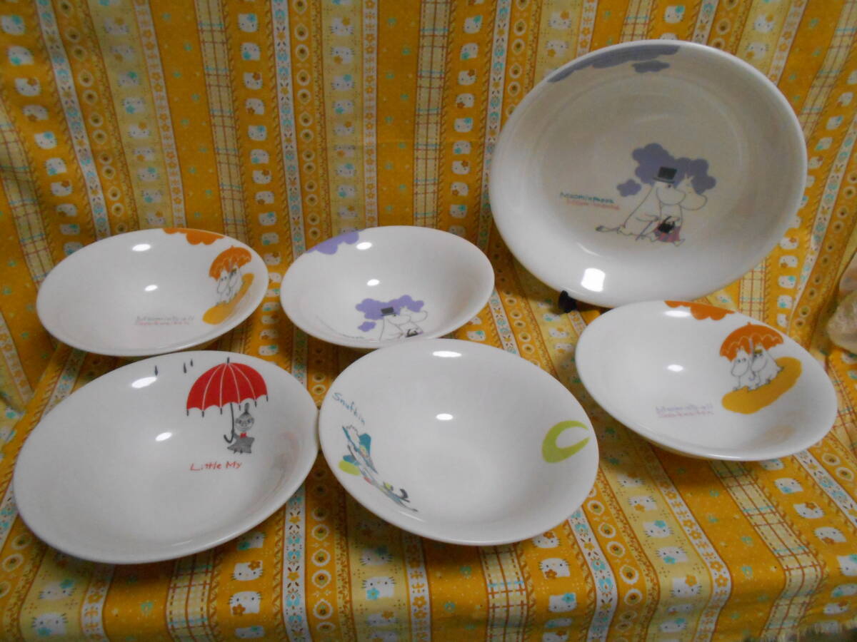 ♪ムーミン美品陶器製食器カレー皿1枚&ボウル取り皿5枚ムーミンバレイヤマカyamaka拍卖