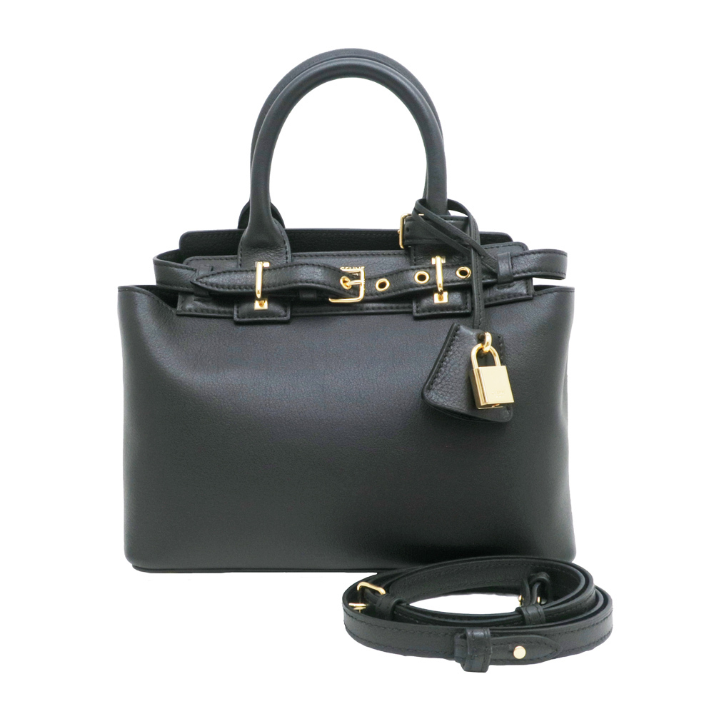 【名東】セリーヌ ティーン コンティ ハンドバッグ ショルダー ブラック 黒色 サプルカーフスキン 114543 その他【未使用】拍卖