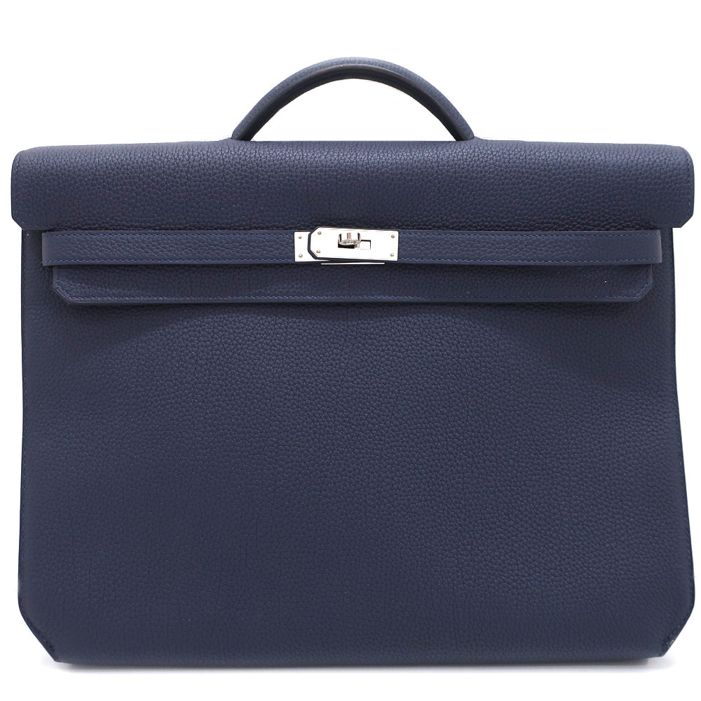 【天白】エルメス ケリーデペッシュ36 ハンドバッグ Y刻印 トゴ ネイビー シルバー ビジネスバッグ 2020年 レザー メンズ拍卖