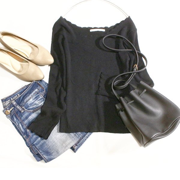 美品 アーバンリサーチ KBF ケービーエフ 大人可愛い 刺繍フリル リブストレッチ ニット プルオーバー ONE 春 秋 合服 24D09拍卖