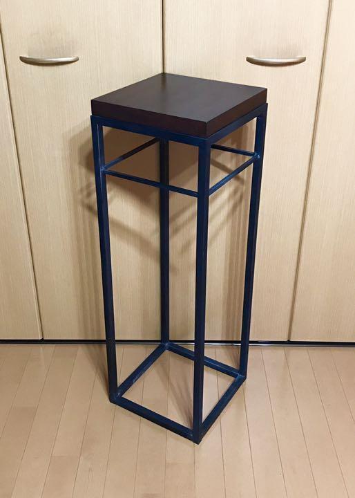 90年代90'sビンテージ男前インダストリアルアイアン天然木無垢材チーク多目的スタンド花台シャビーシックレトロモダンカフェ西海岸アジアン拍卖