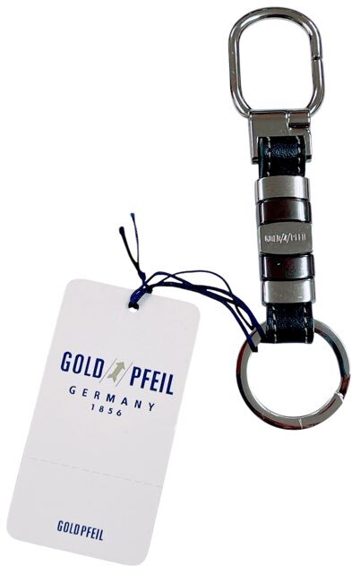 未使用 ゴールドファイル キーホルダー メタル シルバー レザー キーリング 黒 メンズ 紳士用 GOLD PFEIL 【中古】拍卖