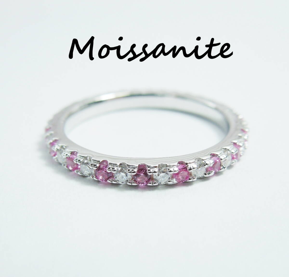 約10号強 モアサナイト ピンクサファイア フルエタニティリング 指輪 人工 フルエタニティー リング 新品 約10.25号 s925 シルバー925 拍卖