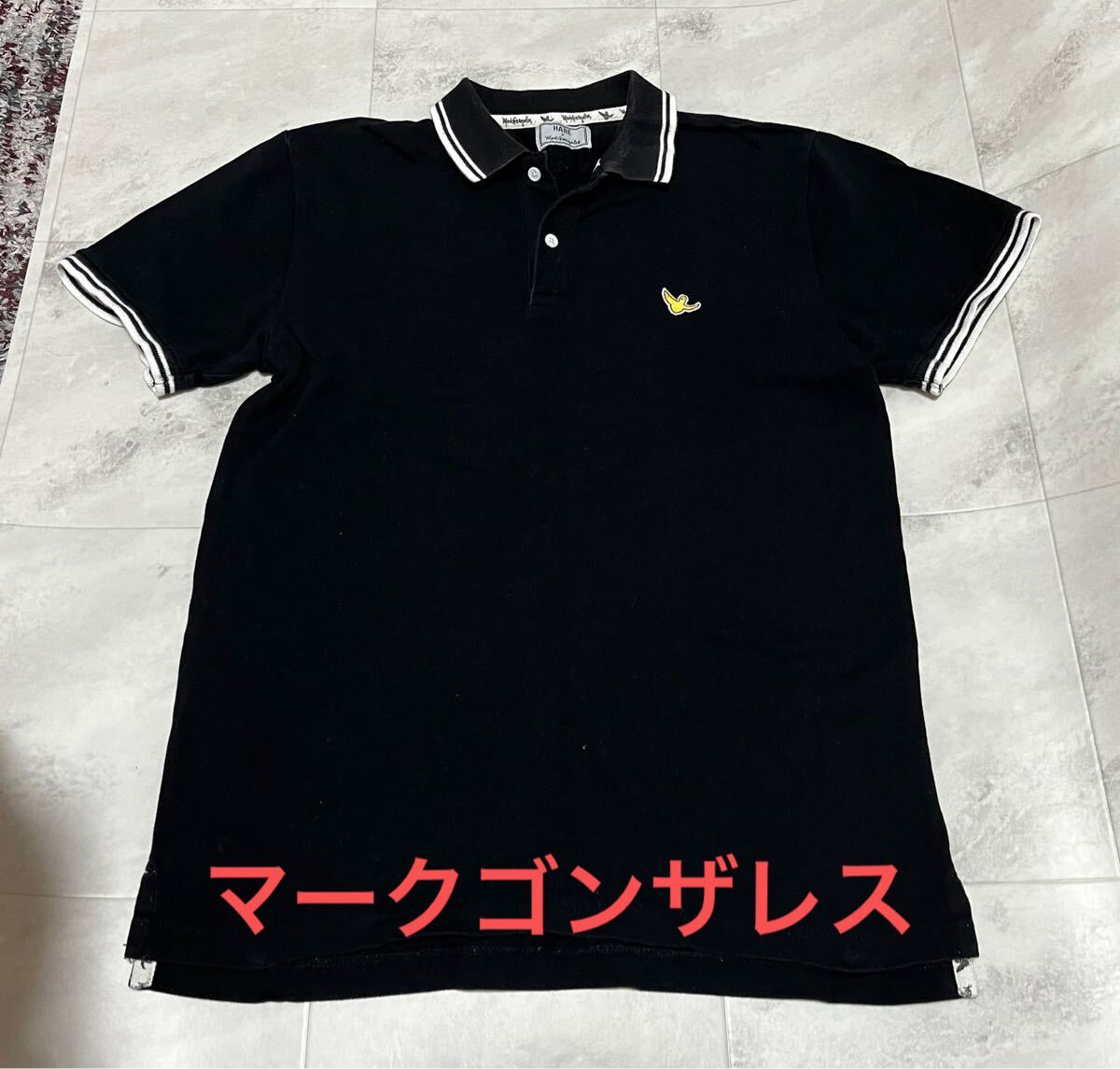 「HARE MARK GONZALES コラボ」 Mサイズ ブラック メンズ 半袖ポロシャツ マークゴンザレス拍卖