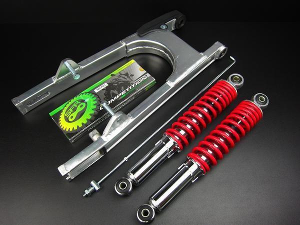 16cmロングアルミスイングアーム&330mmリアショック/レッド&チェーン モンキー/ゴリラ拍卖