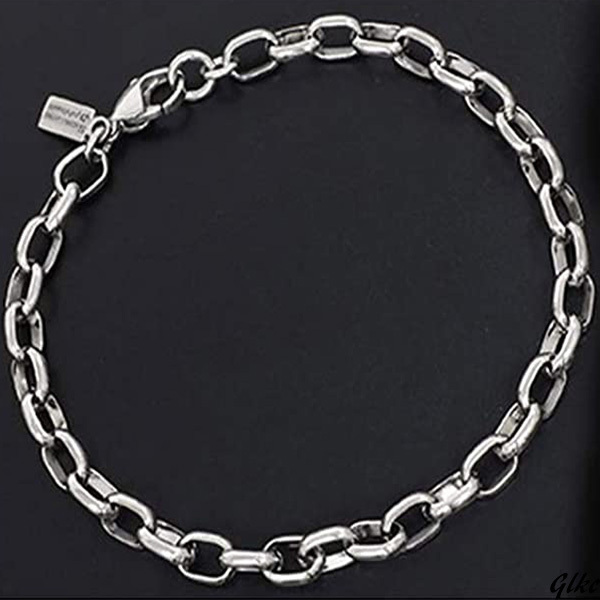 チタン チェーン ブレスレット 長甲丸 長さ17~19cm 幅5.3mm 金属アレルギー 対応 健康ブレスレット拍卖
