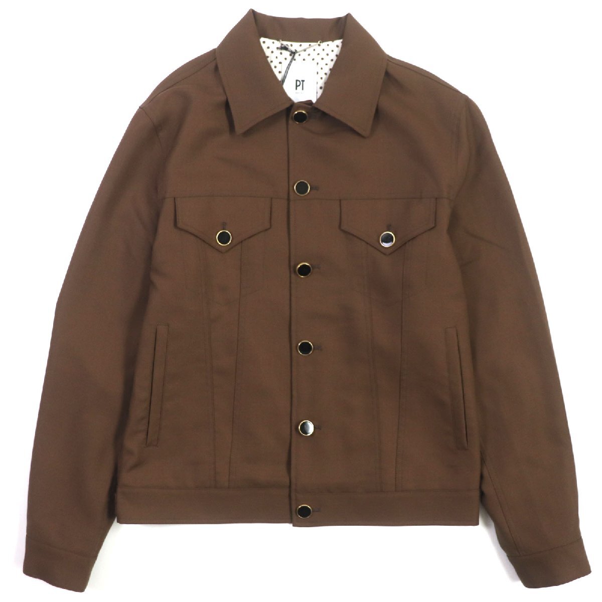 未使用品▼PT TORINO ピーティー トリノ TL2FGB020MLS ウール モヘア トラッカージャケット ダークブラウン 48 イタリア製 正規品 メンズ拍卖