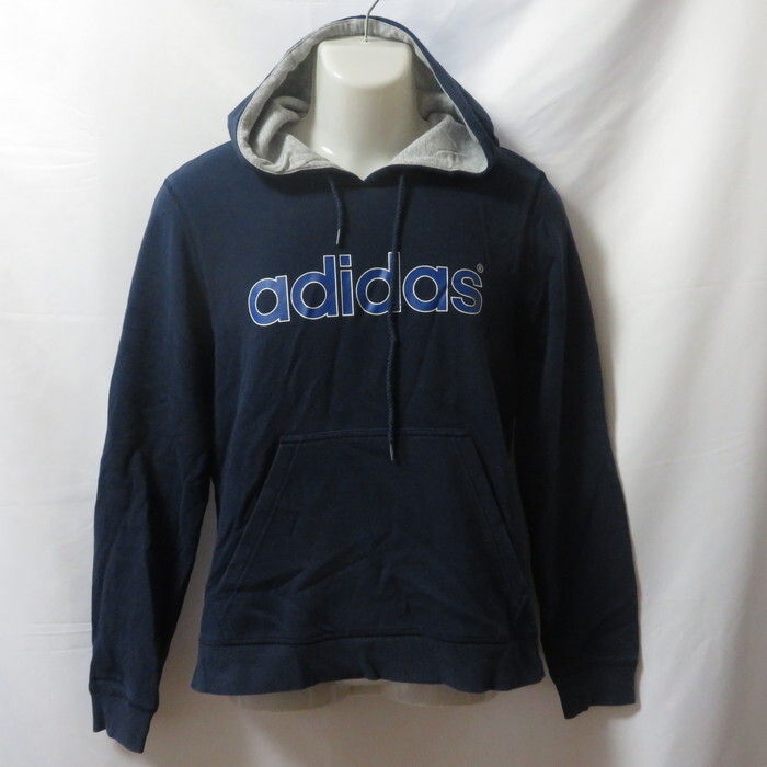 古着 メンズO adidas/アディダス 裏起毛 スウェットパーカー フルジップ スポーツ カジュアル 普段着 ネイビー AY9632拍卖