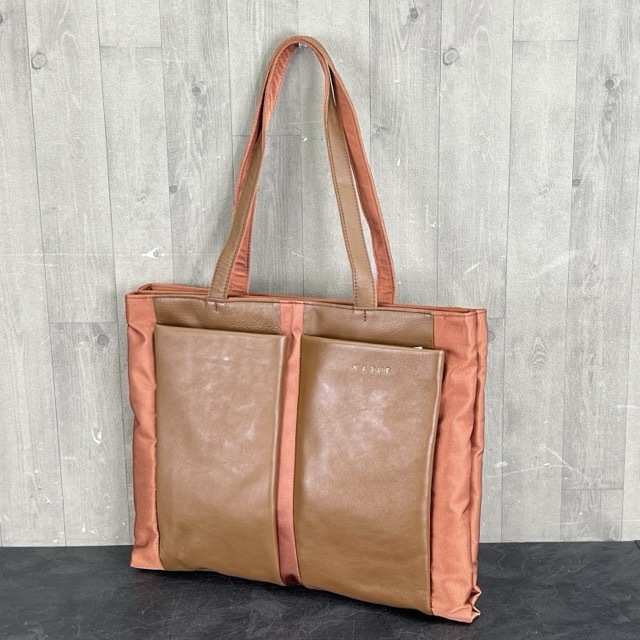 トートバッグ 【未使用】APHRODITE KAZUE ONO No.2042 ブラウン ナイロン×牛皮革 定価24000円 / 510042 在★10拍卖