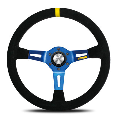 【正規品】モモ MOMO ステアリング MOD.08モデル08 スエード/ブルースポーク 350mm ブラックスエード スポーク:ブルー M-63拍卖