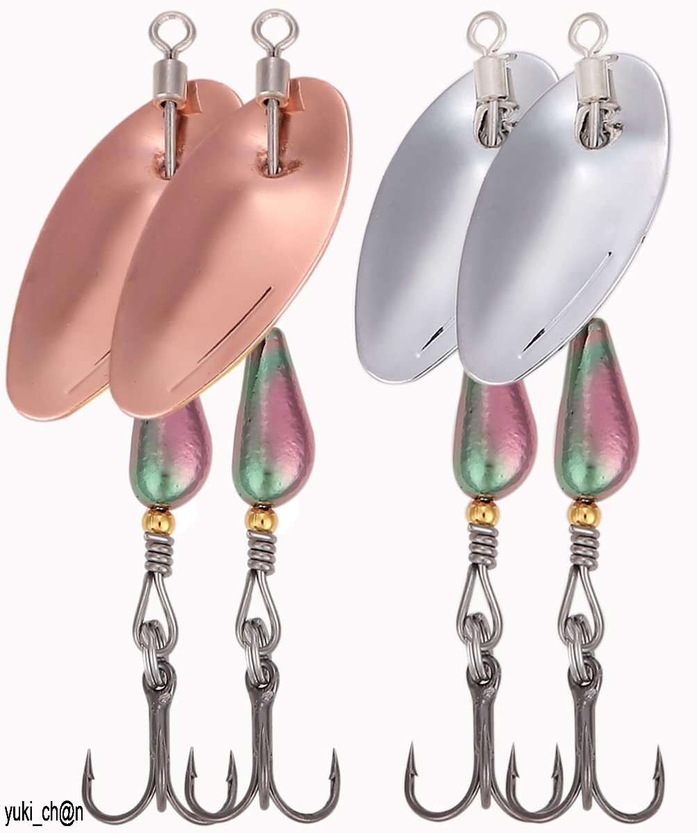 ルアー 2色4個セット 渓流 スピナー ベイト トラウト ルアー セット 3.3g 42mm トレブルフック 釣り フィッシング拍卖