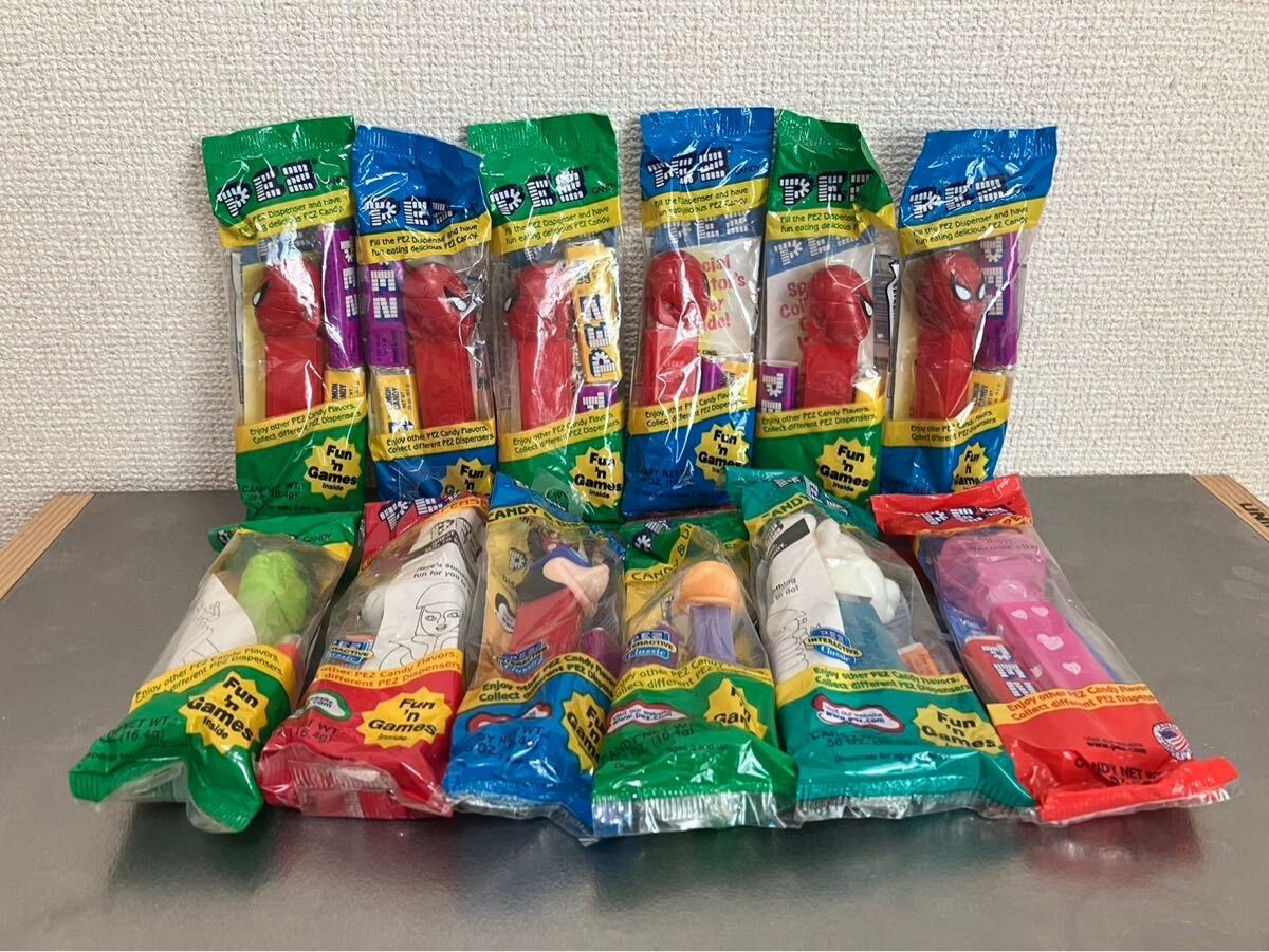 PEZ ペッツ 未開封 12体セット スパイダーマン フランケン スヌーピー ミニー デイジー シロクマ拍卖