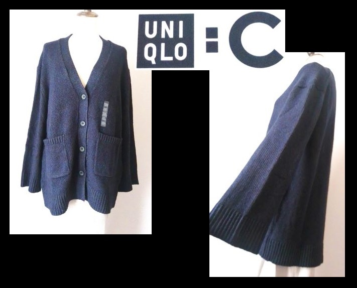 【005-17】UNIQLO:Cユニクロ★新品ソフトニットVネックフレアスリーブカーディガン/大きいサイズXXL拍卖
