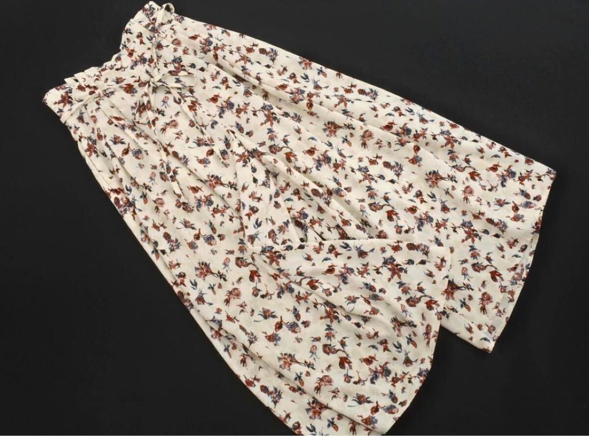 美品 LOWRYS FARM ローリーズファーム ガウチョ パンツ オフホワイト レディース 花柄 ロング拍卖