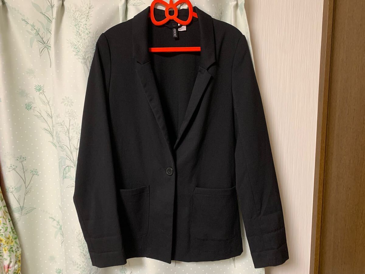 美品 H&M エイチアンドエム テーラードジャケット レディース ジャケット 黒色 ブラック アウター ブレザー スーツ シンプル拍卖