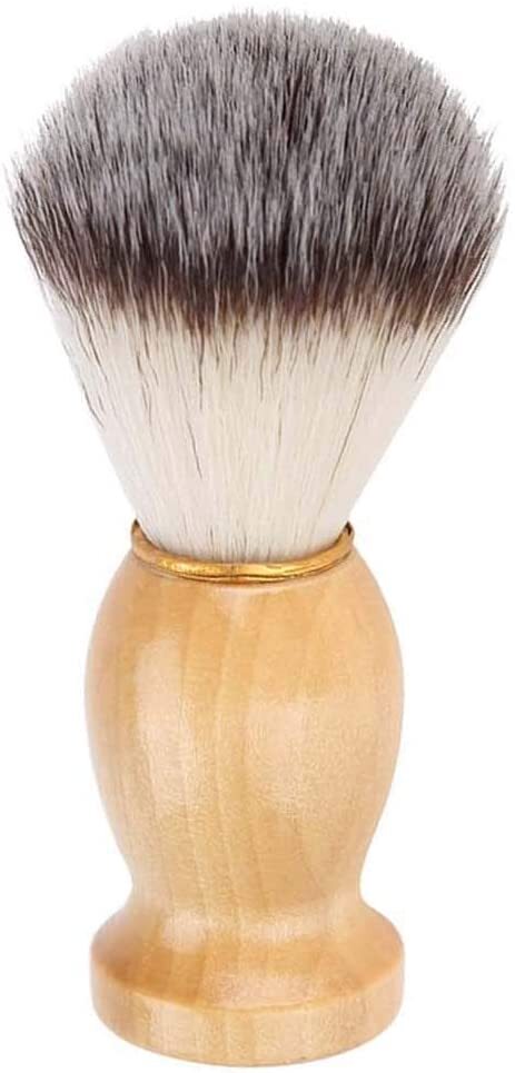 シェービングブラシ付き木製ハンドル付きナイロン 理容 洗顔 髭剃り 泡立ち拍卖