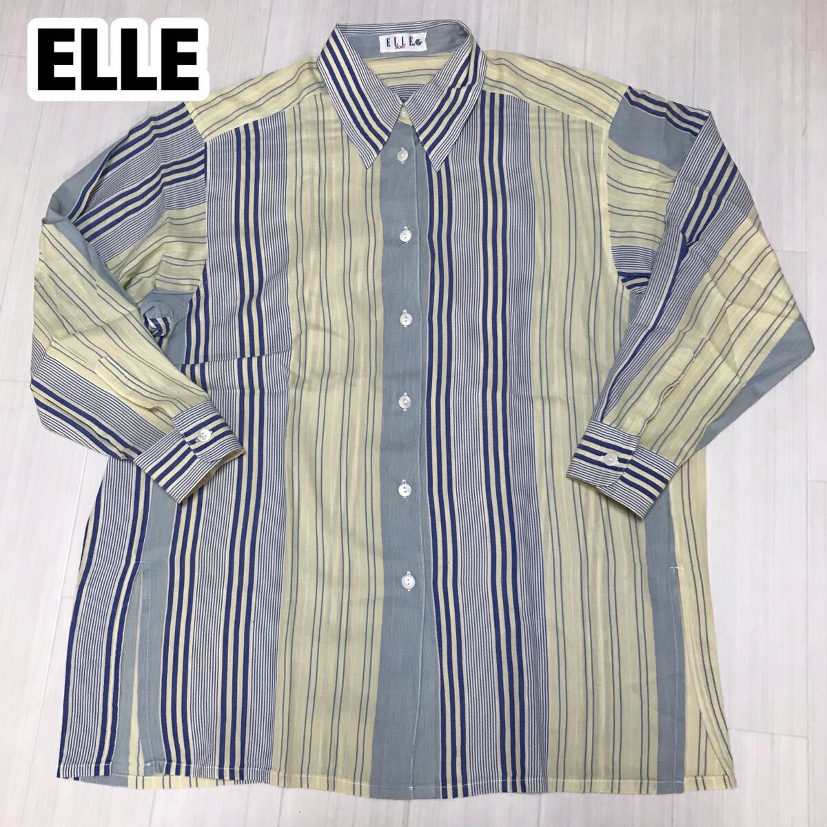 ELLE SPORT エル スポーツ 長袖シャツ マルチストライプ スリット拍卖