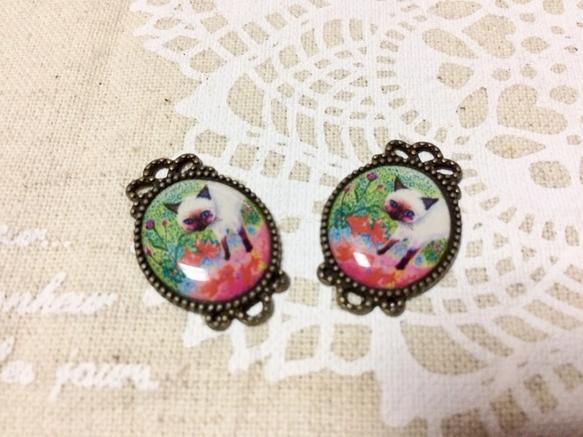 デコパーツ デコ素材 シャム猫 2個セット アンティーク 金庫美拍卖