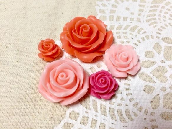 デコパーツ かわいい パーツセット カボション 薔薇 ローズ バラ 薔薇拍卖