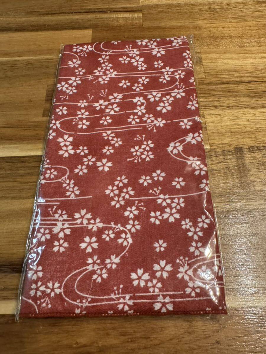 桜柄 手ぬぐい 手拭い てぬぐい 赤 えんじ さくら柄拍卖