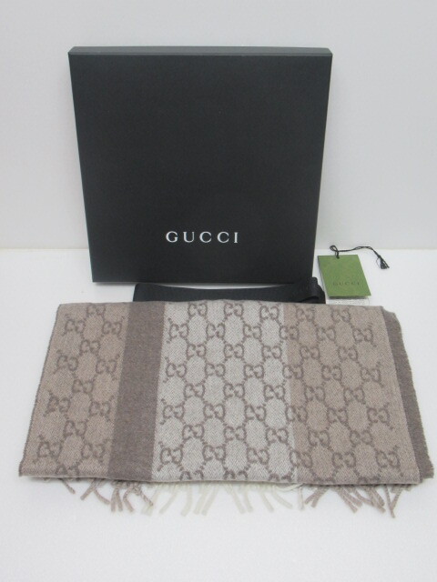 ■GUCCI 391530 4G944 グッチ マフラー・ストール グラデーション ベージュ系 未使用品拍卖