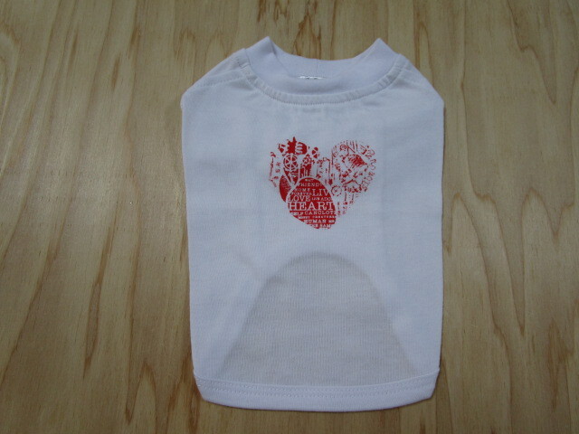 ペットウェア Sサイズ 胴回り34cm ハート プリントTシャツ ホワイト 未使用品 ①拍卖