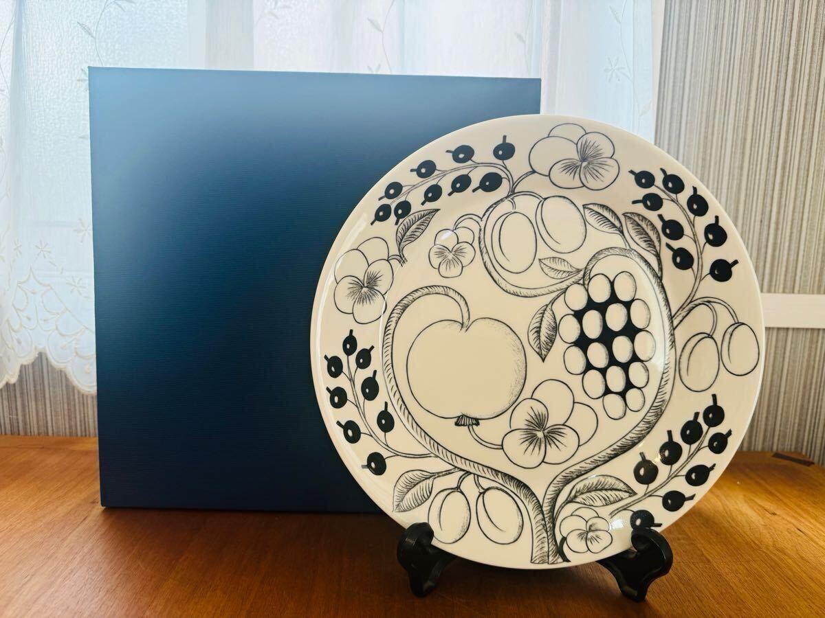 【4】【未使用】ARABIA アラビア Black Paratiisi ブラックパラティッシ ディーププレート 大皿 約25.5cm拍卖