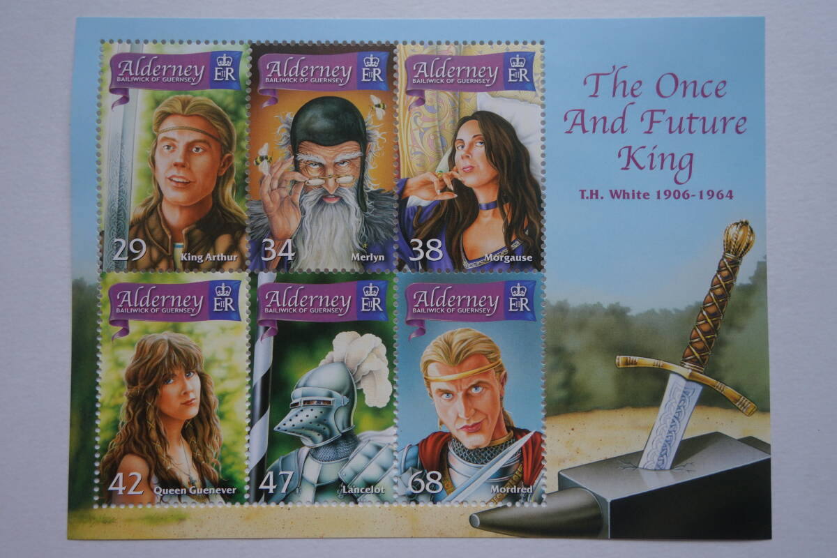 外国切手: (イギリス王室属領)オルダニー島切手 「テレンス・ハンベリー・ホワイト 誕生100年」(イギリスの小説家)6種m/s 未使用拍卖