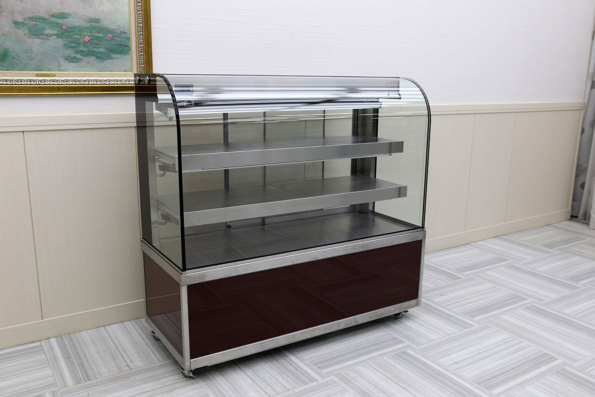19年製 ダイワ大和冷機 ケーキ菓子 対面 スイーツ 冷蔵ショーケース LED照明 ガラス冷蔵庫 後引戸 キャスター付 KN401B3 幅1200 検:大穂-6拍卖